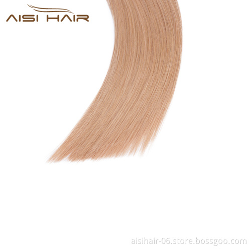 Aisi Hair 10A Unprocessed Color 12# Human Hair Pre Bonded Keratin Double Drawn I Tip Human Hair Extension For Women